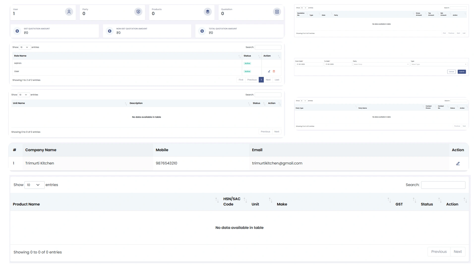 Trimurti Kitchen – Kitchen Equipment Manufacturing ERP System